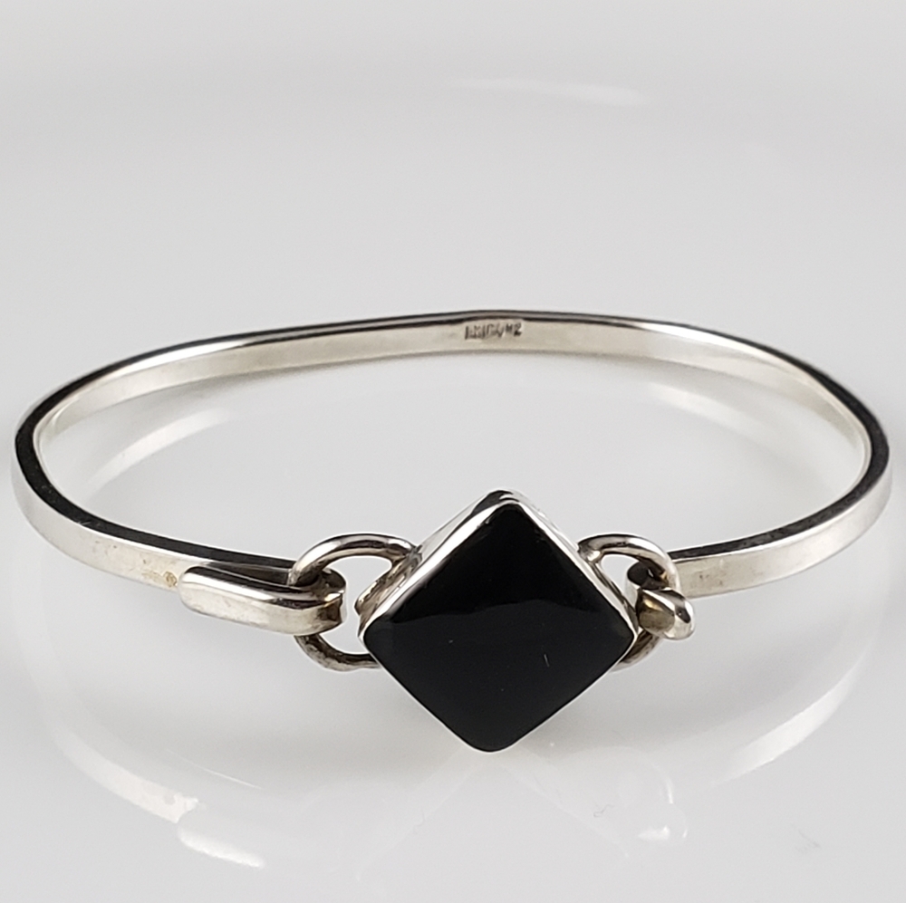 Vintage Taxco Sterling Onyx Bracelet